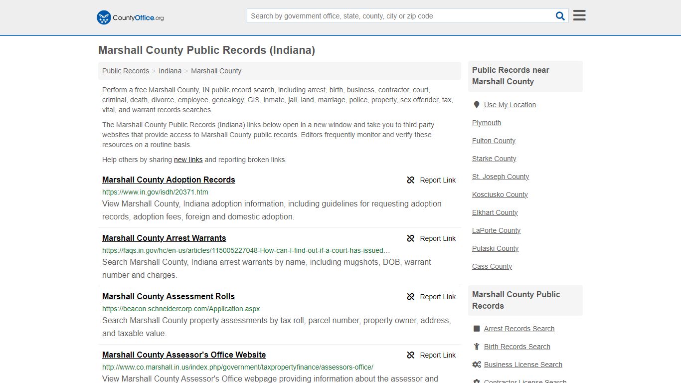 Marshall County Public Records (Indiana) - County Office